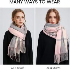 Customized Multi-Color Block Cashmere-Blend Scarf with Fringe