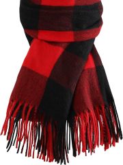 Customized Multi-Color Block Cashmere-Blend Scarf with Fringe