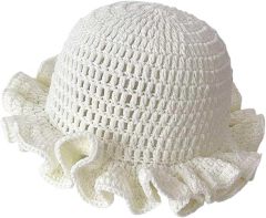 Personalized Crochet Ruffle-Edge Black Sun Hat