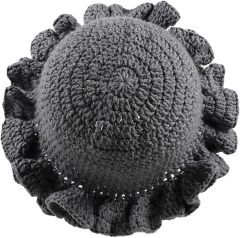 Personalized Crochet Ruffle-Edge Black Sun Hat