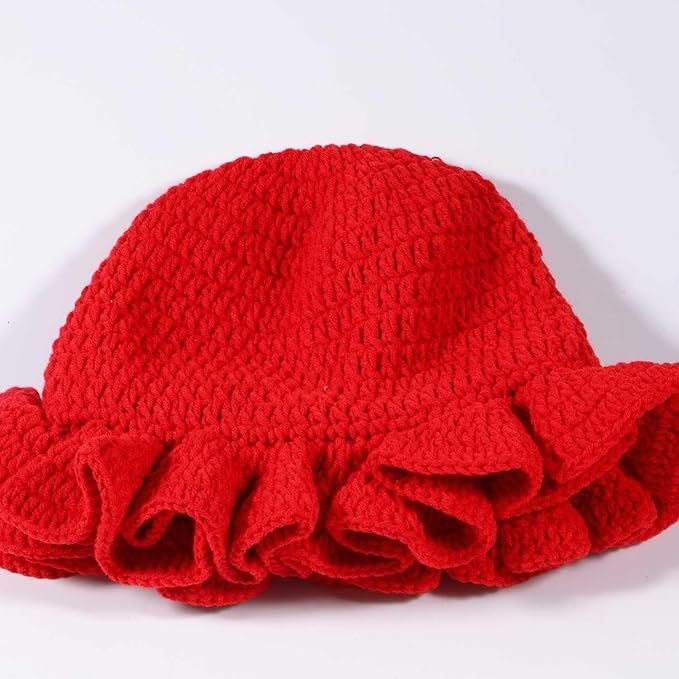 Personalized Crochet Ruffle-Edge Black Sun Hat