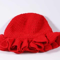 Personalized Crochet Ruffle-Edge Black Sun Hat