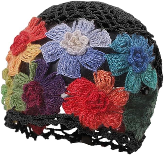 Made-to-order Handmade Crochet Flower Cap – Colorful Floral Embellished Design