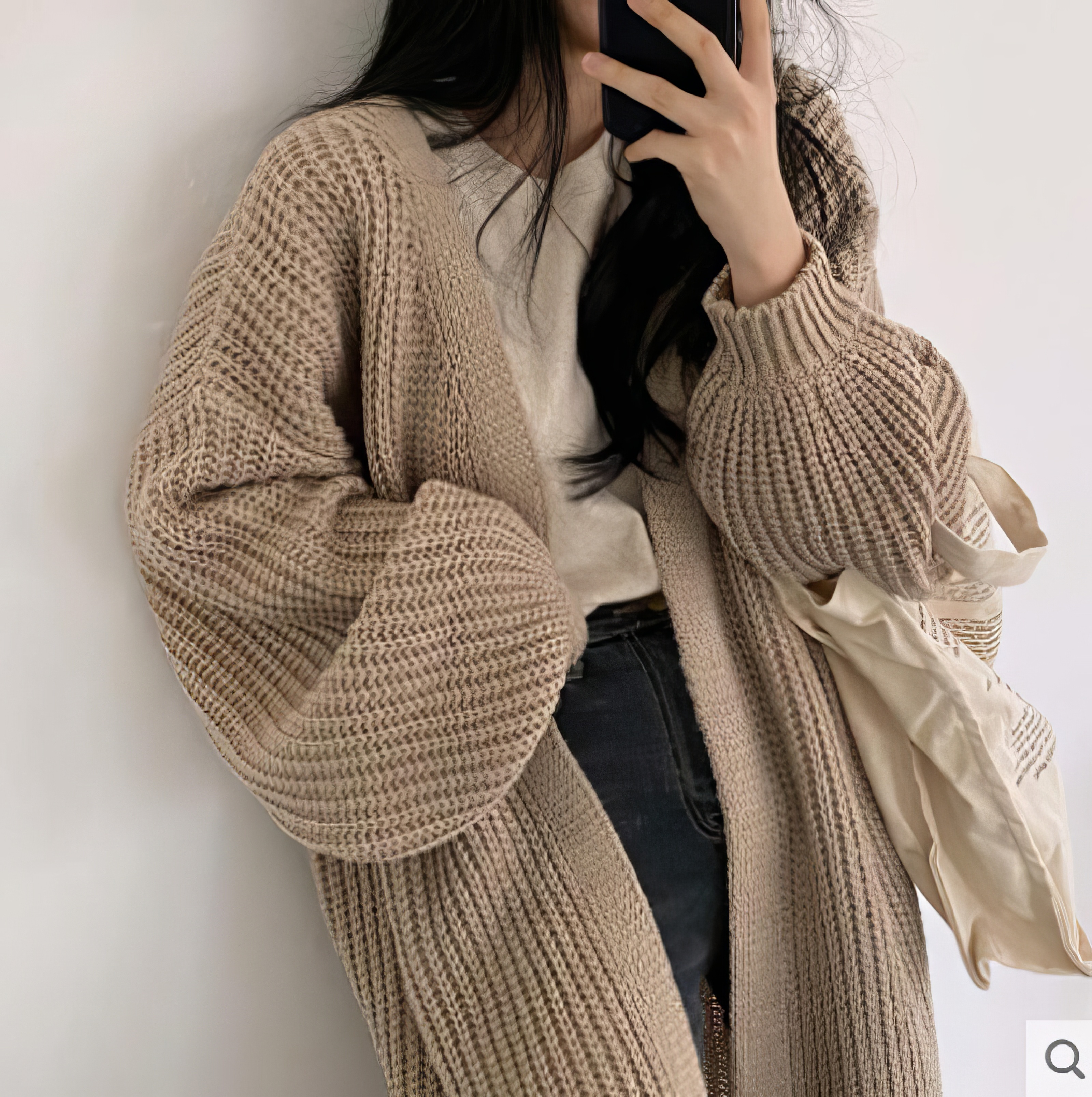 Customized Long Knitted Cardigan – Oversized Open Front Coat