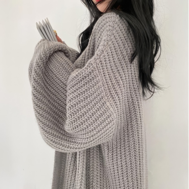 Customized Long Knitted Cardigan – Oversized Open Front Coat