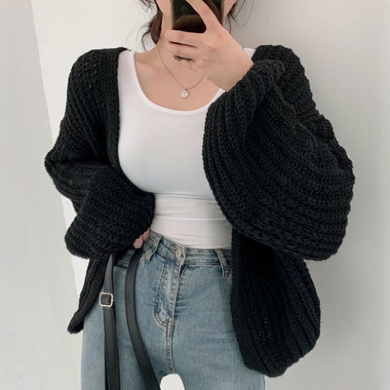 Wholesale Women’s Oversized Chunky Knit Cardigan – Gray Open Front Sweater