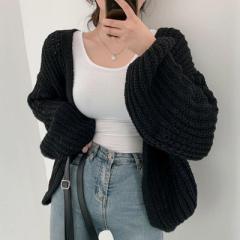 Wholesale Women’s Oversized Chunky Knit Cardigan – Gray Open Front Sweater
