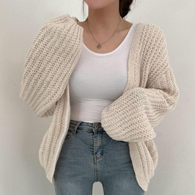 Wholesale Women’s Oversized Chunky Knit Cardigan – Gray Open Front Sweater