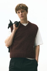 Custom Design Men's Fuzzy Knit V-Neck Vest