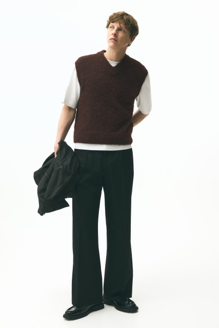 Custom Design Men's Fuzzy Knit V-Neck Vest