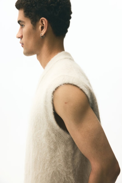Custom Design Men's Fuzzy Knit V-Neck Vest
