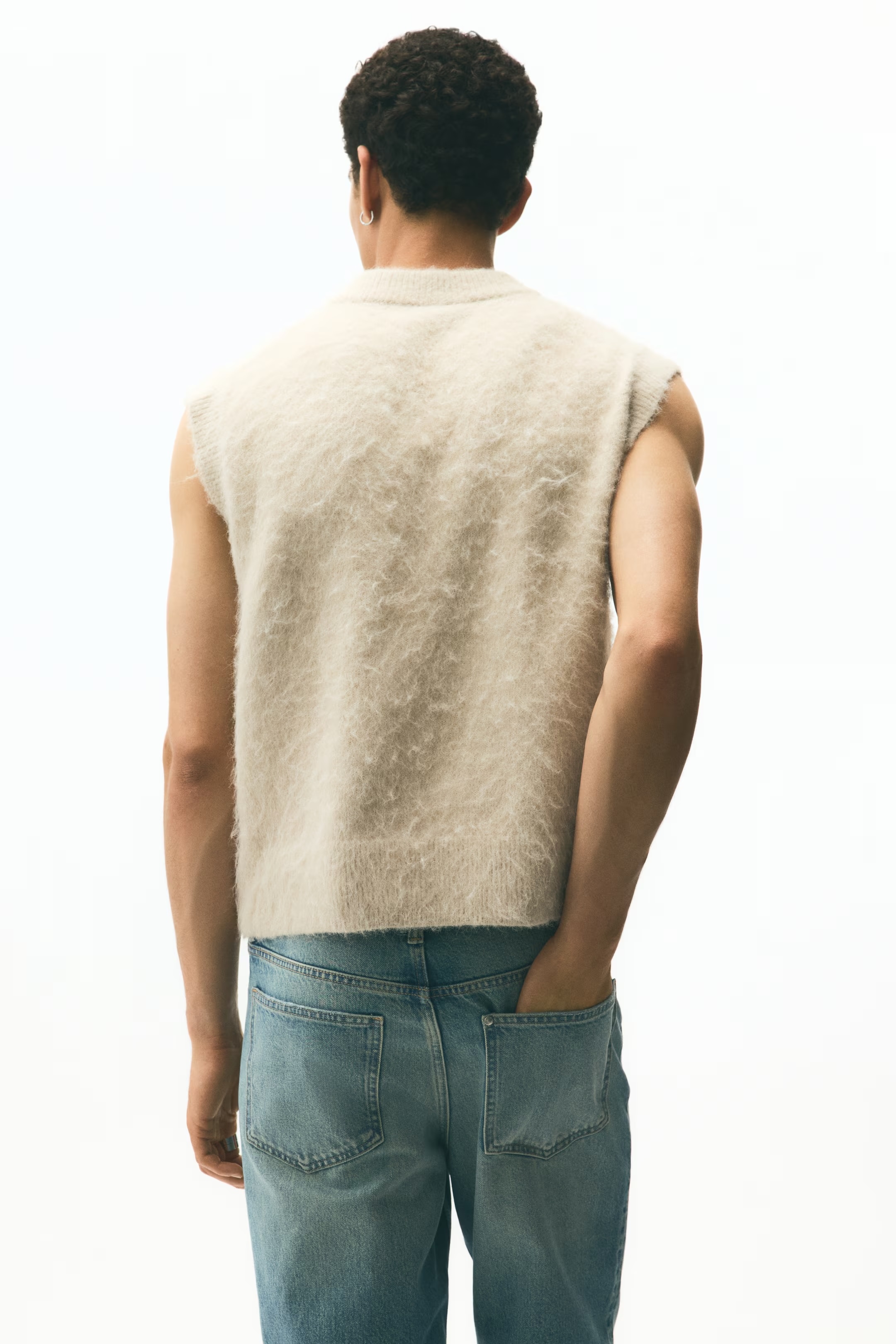 Custom Design Men's Fuzzy Knit V-Neck Vest
