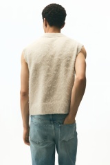 Custom Design Men's Fuzzy Knit V-Neck Vest