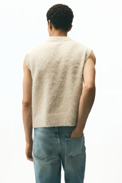 Custom Design Men's Fuzzy Knit V-Neck Vest