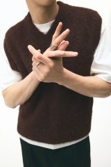 Custom Design Men's Fuzzy Knit V-Neck Vest