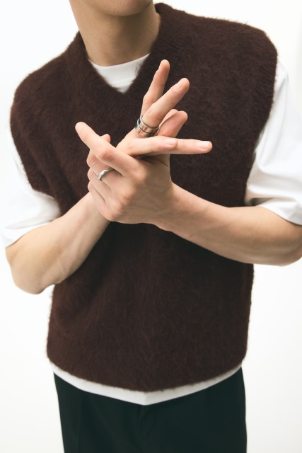 Custom Design Men's Fuzzy Knit V-Neck Vest
