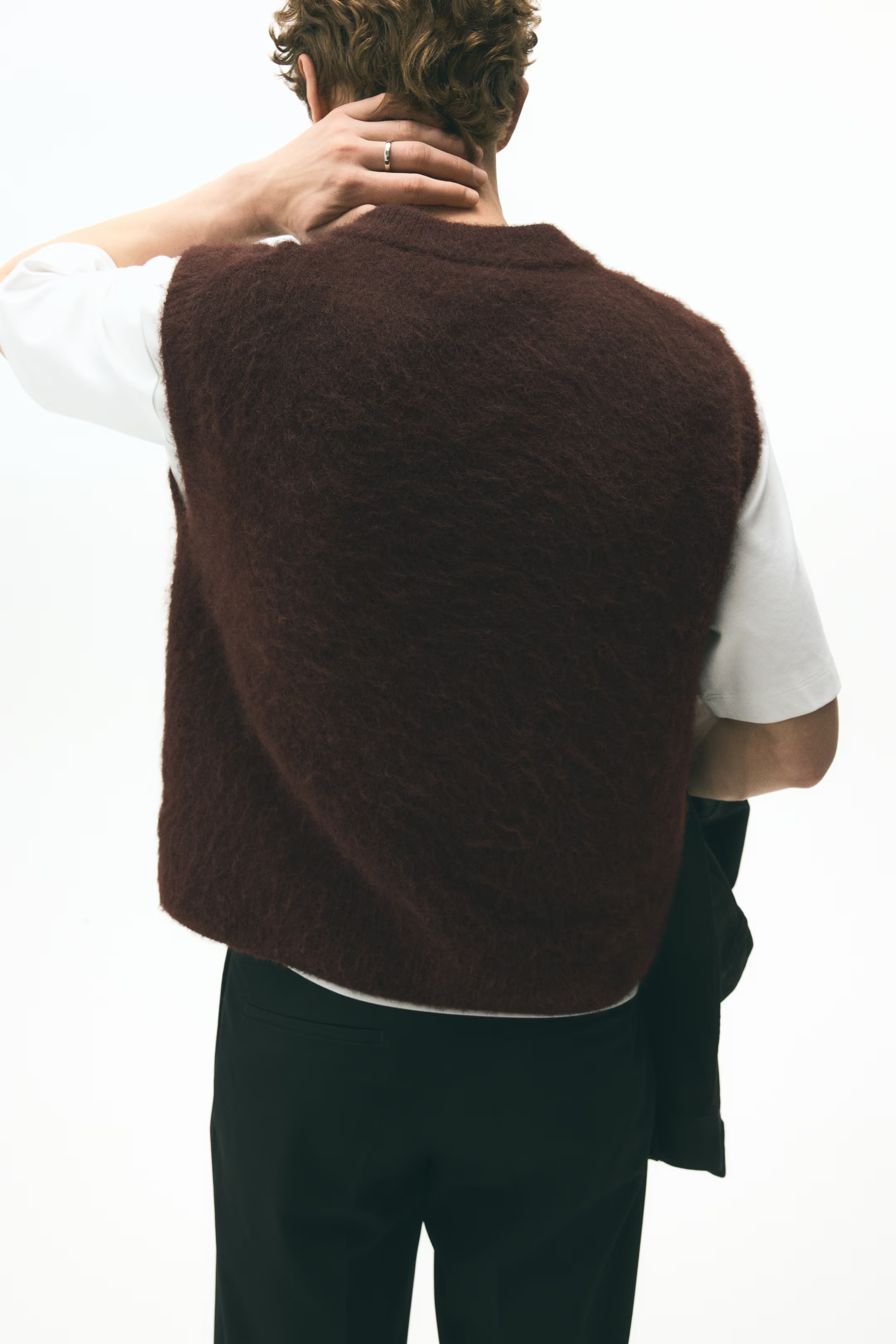 Custom Design Men's Fuzzy Knit V-Neck Vest