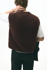 Custom Design Men's Fuzzy Knit V-Neck Vest