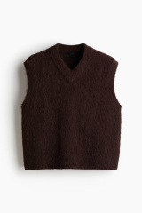 Custom Design Men's Fuzzy Knit V-Neck Vest