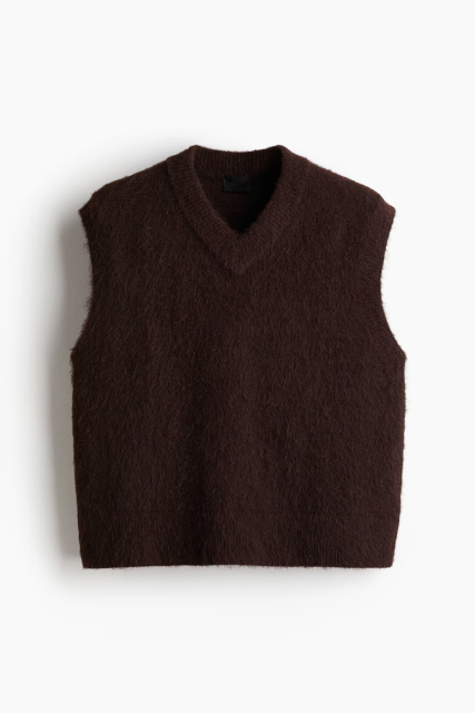 Custom Design Men's Fuzzy Knit V-Neck Vest