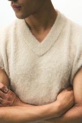 Custom Design Men's Fuzzy Knit V-Neck Vest