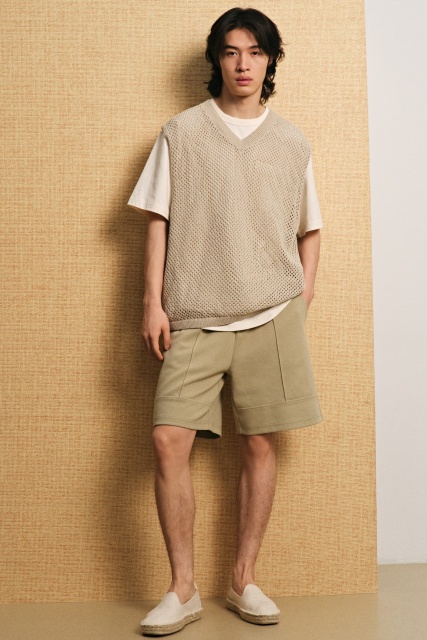 OEM ODM Men's Lightweight Mesh Knit Vest with Shorts