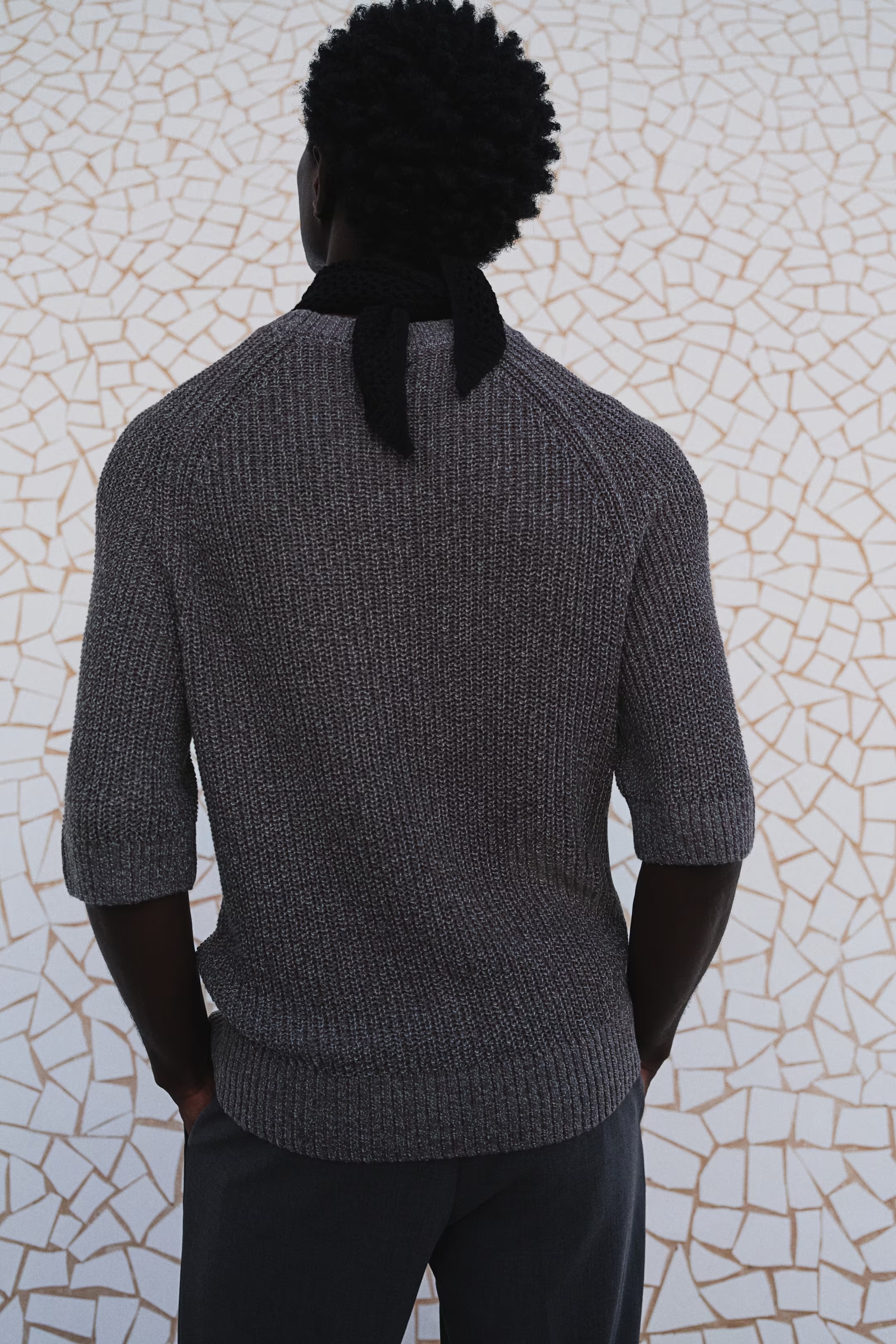 Factory Direct Men's Ribbed Knit Half-Sleeve Sweater
