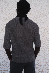 Factory Direct Men's Ribbed Knit Half-Sleeve Sweater