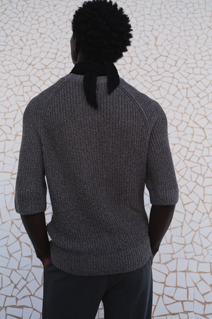 Factory Direct Men's Ribbed Knit Half-Sleeve Sweater
