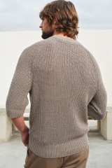 Factory Direct Men's Ribbed Knit Half-Sleeve Sweater