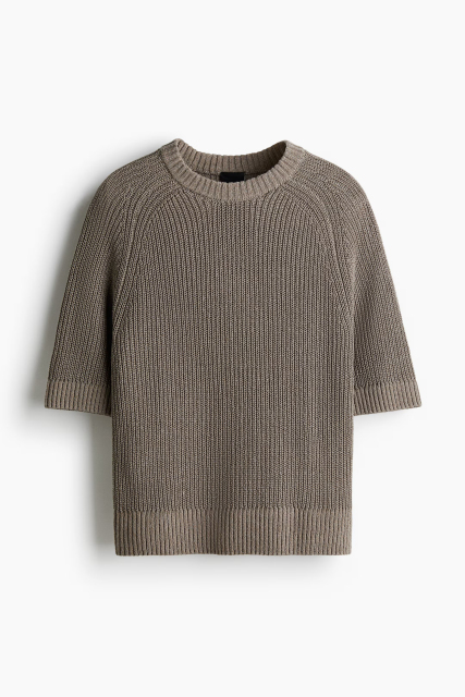 Factory Direct Men's Ribbed Knit Half-Sleeve Sweater