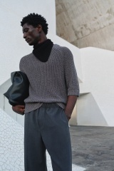 Factory Direct Men's Ribbed Knit Half-Sleeve Sweater