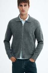 Personalized Men's Wool Zip-Up Cardigan Jacket
