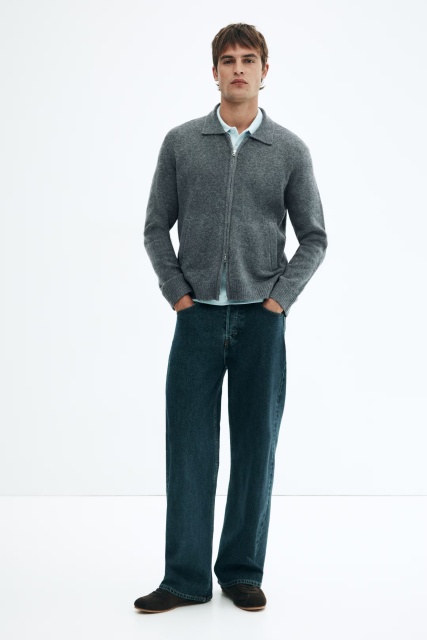 Personalized Men's Wool Zip-Up Cardigan Jacket