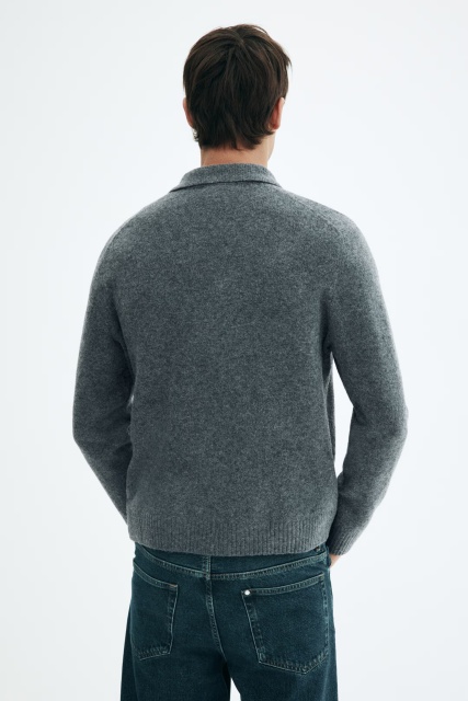 Personalized Men's Wool Zip-Up Cardigan Jacket