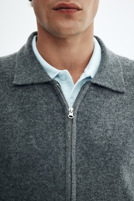 Personalized Men's Wool Zip-Up Cardigan Jacket