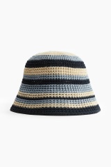 Factory Direct Unisex Striped Crochet Bucket Hat