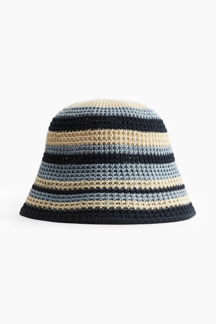 Factory Direct Unisex Striped Crochet Bucket Hat