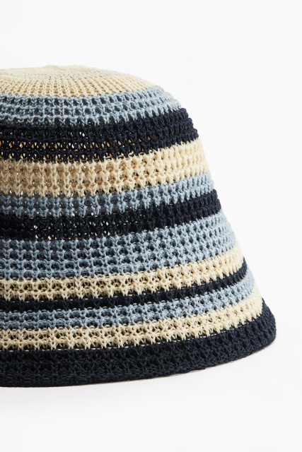 Factory Direct Unisex Striped Crochet Bucket Hat