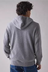 Whoelsale Men’s Knit Pullover Hoodie with Button Neckline – Heather Grey