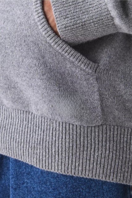 Whoelsale Men’s Knit Pullover Hoodie with Button Neckline – Heather Grey