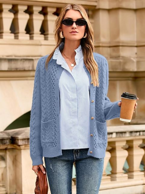 Factory Direct Cozy Knitted Cardigan with Button Closure for Women - Soft and Stylish Sweater