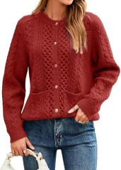 Factory Direct Cozy Knitted Cardigan with Button Closure for Women - Soft and Stylish Sweater