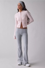 Personalized Women’s Cropped Knit Zip-Up Cardigan – Light Pink
