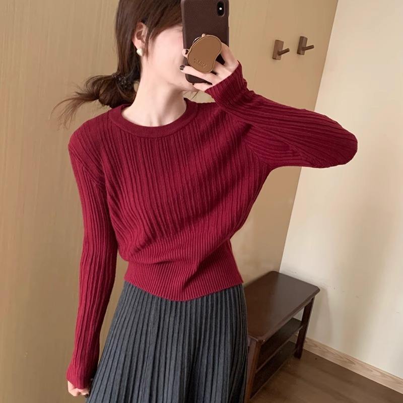 Factory Direct Beige Ribbed Sweater and Skirt Set - Women's Fall and Winter Casual Outfit
