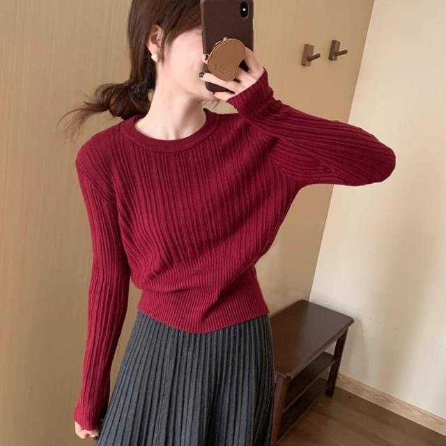 Factory Direct Beige Ribbed Sweater and Skirt Set - Women's Fall and Winter Casual Outfit