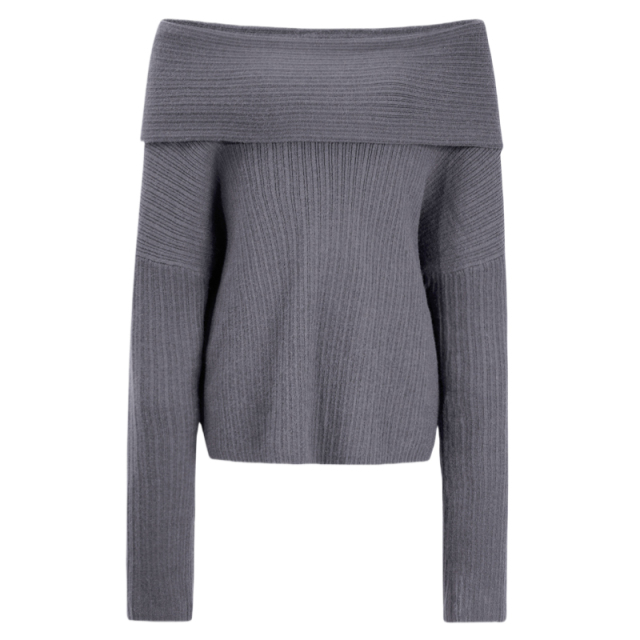 Personalized Burgundy Off-the-Shoulder Ribbed Sweater - Women's Casual Fall and Winter Top