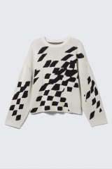 Factory Direct Black and White Geometric Pattern Sweater
