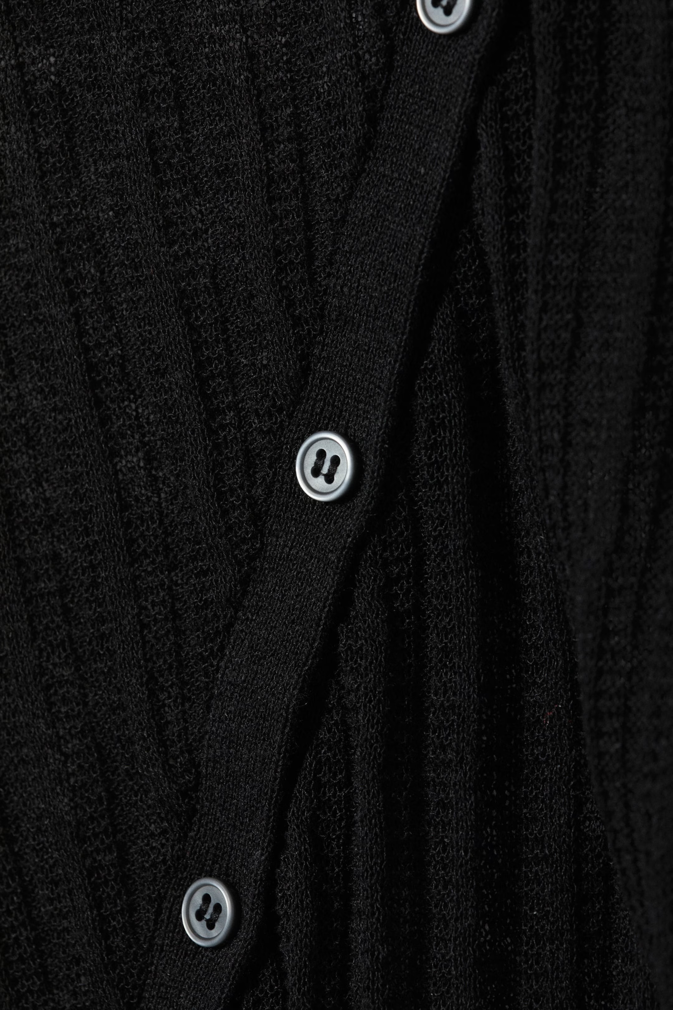Custom Design Black Sheer Button-Up Knit Top