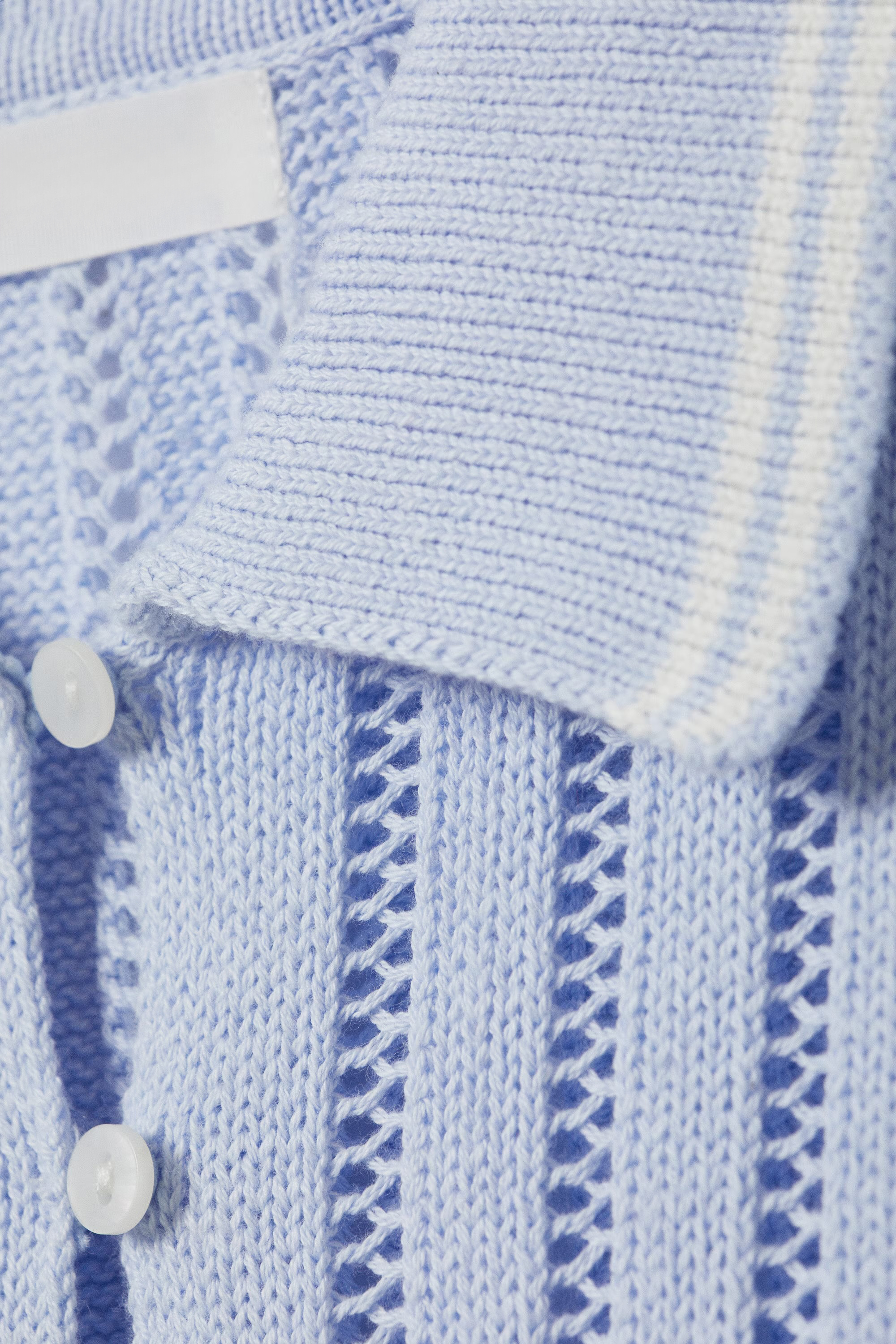 OEM ODM Light Blue Knit Polo Top with Button Detailing